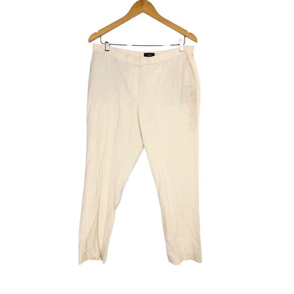 Theory Treeca Pants Crepe Pull On Mid Rise Straight Leg Ankle Trousers Rice 12 - Picture 2 of 9
